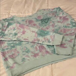 Girls Justice  Tie-Dye Sweater - Teal and Pink XL size 16-18 Rib cuff and waist